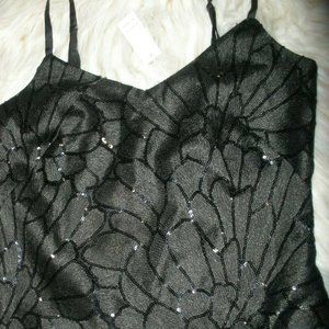 WHBM Black Sequin Embroidered Cami Top Size Small
